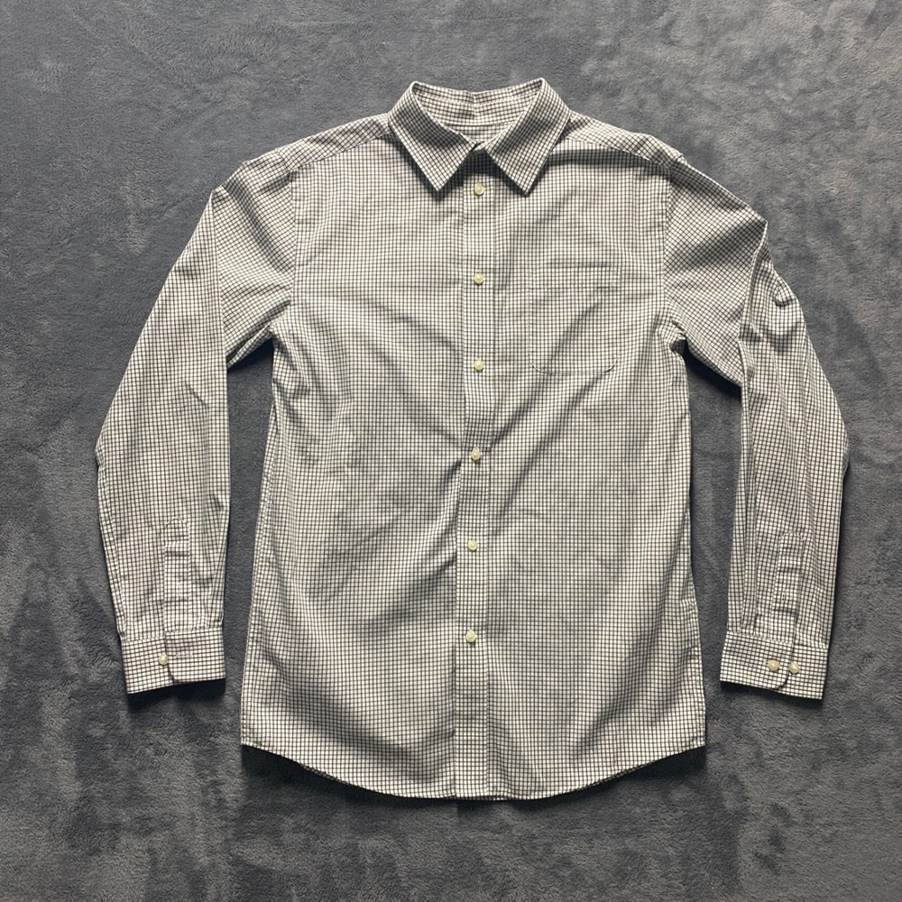 Cherokee Shirt Youth XL 16 Navy White Check Button Down Long Sleeve Made in 2015